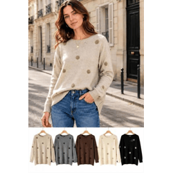 TR623-Ro – Damen-Strickpullover mit Punkten