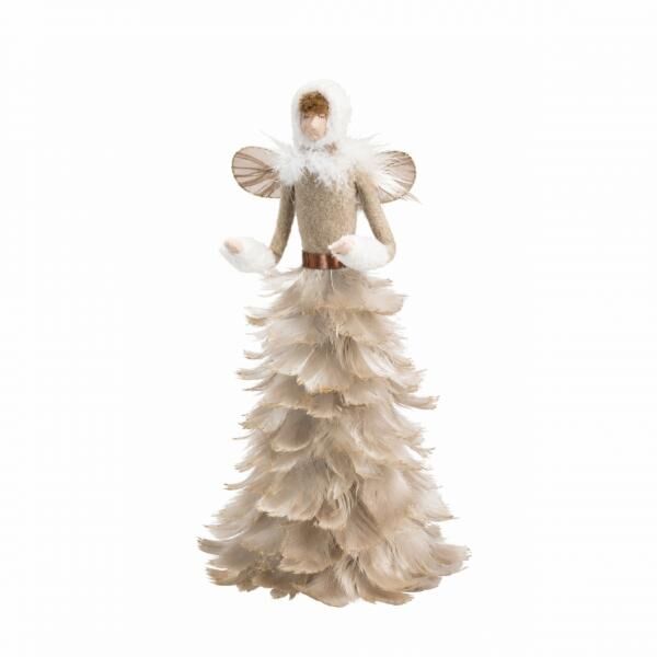 Figur „Feather Angel“, beige, 33 cm