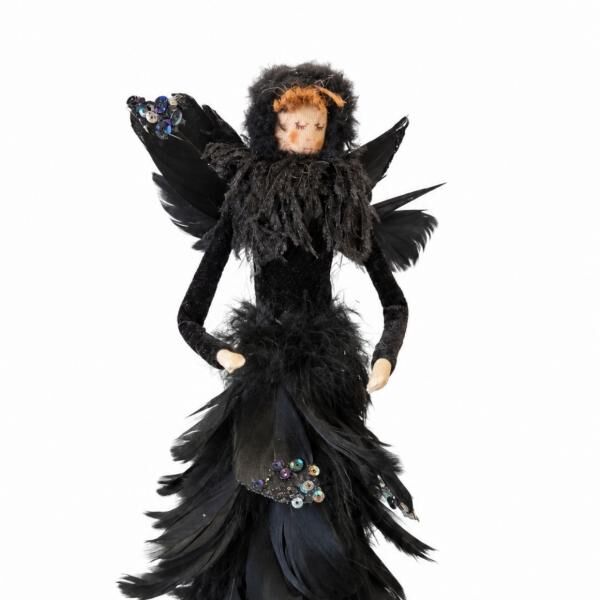 Figur „Feather Angel“, schwarz, 33 cm