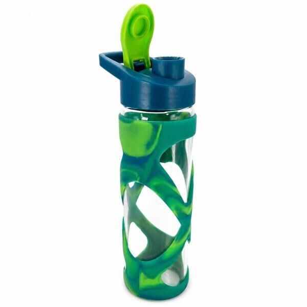 Green Canteen Trinkflasche mit Klappverschluss, Glas, blau/grün, 561 ml