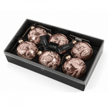 Line Flora J-Line Glas-Weihnachtskugeln „Flora“, rosa, 8 cm, 6er-Set (16278820 ...