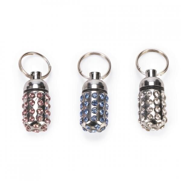 Karlie ID-Anhänger mit Adresshülle, Strass, 1,5 cm, 3er-Set, sortiert