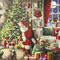 Santa brings Gifts - Lunch-Servietten für Weihnachten - 33 x 33 cm