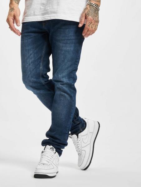 bequeme 2Y Premium Herren Jeans Slim Fit Stretch Rei&szlig;verschluss mit Baumwolle Blau