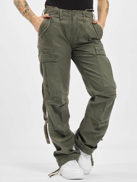 bequeme Brandit Damen Jeans Rei&szlig;verschluss Taschen mit Baumwolle Khaki