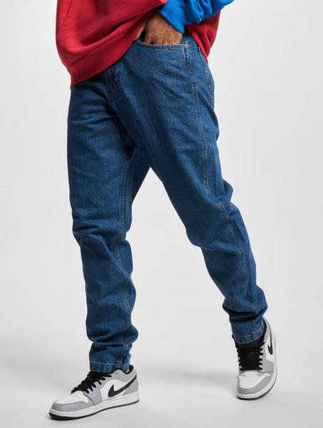 bequeme Karl Kani Herren Jeans Rei&szlig;verschluss Taschen mit Baumwolle Blau