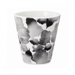 Blumentopf „Flower“, schwarz/weiß, 15 cm