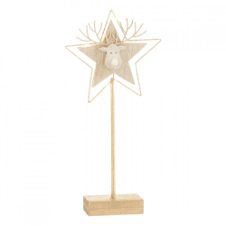 J-Line Rentier LED, batteriebetrieben, goldfarben/weiß, 52 cm