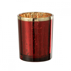 J-Line Teelichthalter M rot/goldfarben 12,5 cm