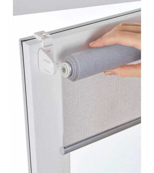Schlichtes Springrollo mit Sichtschutz Fenster-Rollo Sonnenschutz 923437 Grau