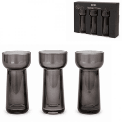 SENZA theelichthouder/vaas grijs 10 cm set van 3