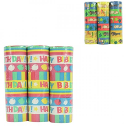 Serpentinen „Happy Birthday“ und „Natur“, 4 Meter, 2 verschiedene Motive, 3er-Set