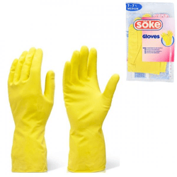 Soke Household Latex Gloves, Yellow, Size M