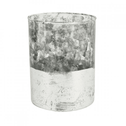 Teelichthalter aus Glas, silberfarben, 13 cm