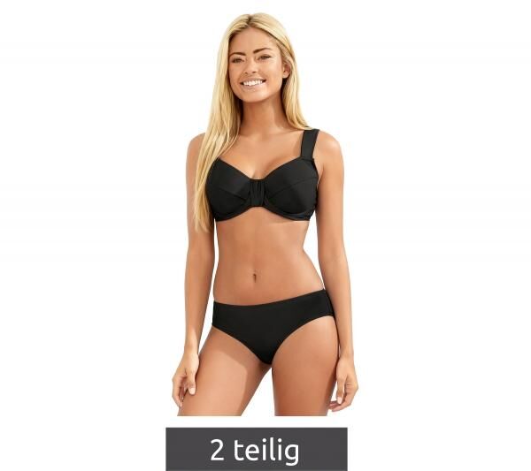 zeitloses Damen Bikini-Set zweiteiliger Minimizer Bademode F-K&ouml;rbchen 960224 Schwarz