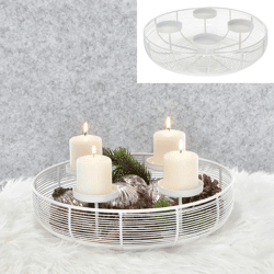 Adventskranz Streben,rund, weiß, ca. 37cm