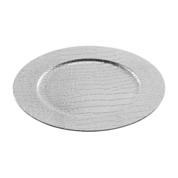 Dekoteller, Lederoptik, silber, ca. 33cmD
