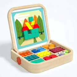 GeoMag Magnetisches geometrisches Montessori-Puzzle-Set aus Holz (280 Aufgaben)