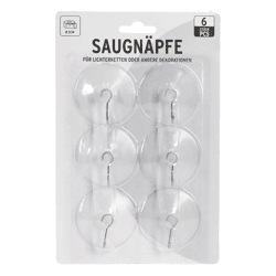 Suction Hooks, Metal, Set of 6, 5 cm in diameter
