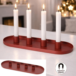 Stabkerzenhalter oval, rot, 34cmB