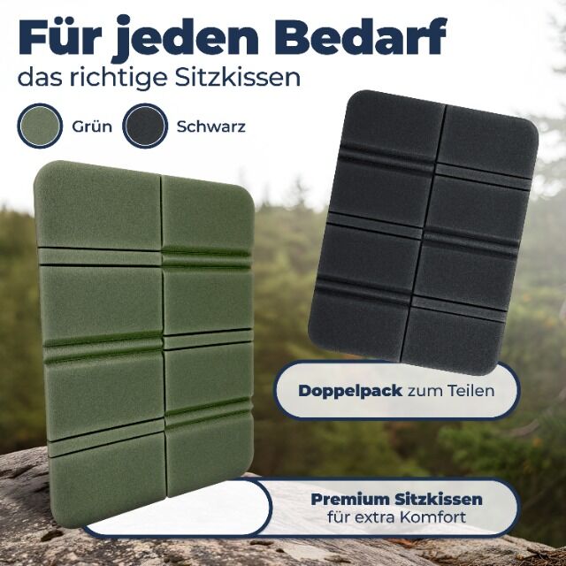 Outdoor Sitzkissen faltbar – Sitzkissen für Stadion & Wandern – 2erSet