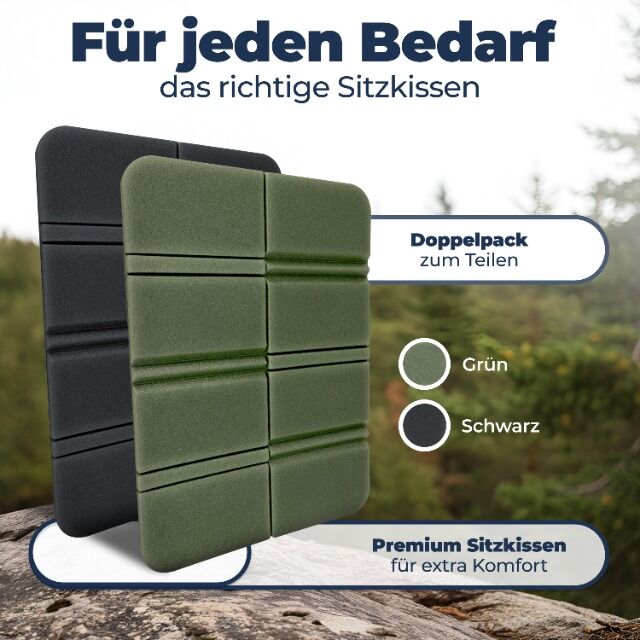 Outdoor Sitzkissen faltbar – Sitzkissen für Stadion & Wandern – 2erSet