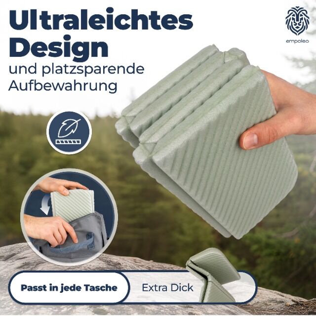 Premium Sitzkissen Outdoor - Extra Dick & Bequem - Sitzunterlage für Stadion, Garten, Angeln und Camping - Inkl. Tragetasche