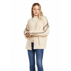 163-Sd – Damen-Strickjacke mit Kontrastnähten