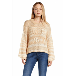 177-Sd – Women's Knitted Sweater with Stripes and Decorative Details