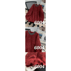 6004-Jm – Women's Glitter Sweater with Decorative Round Neckline