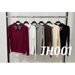 JH-001-Jm – Damenpullover mit Schmuckkragen