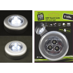 Touchlampe rund mit 3 LED   für 3 MicroAAA  Batterien  SB-Karte