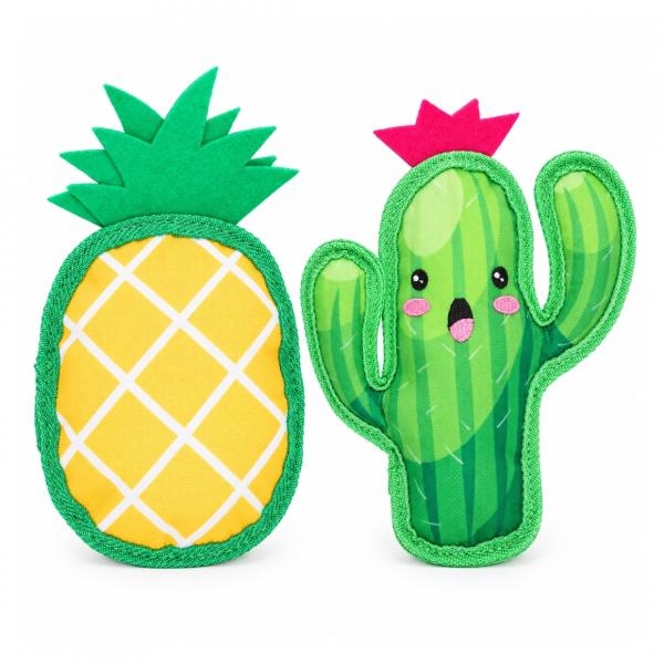 Hundespielzeug Kaktus/Ananas, quietschend, 23 cm, 2 Stück, sortiert