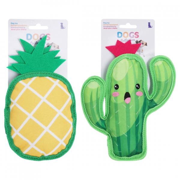 Hundespielzeug Kaktus/Ananas, quietschend, 23 cm, 2 Stück, sortiert