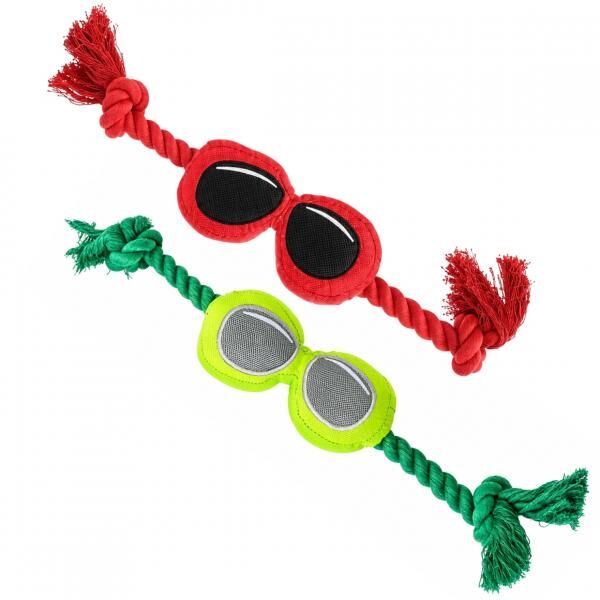 Hundespielzeug – Sonnenbrille aus Seil, 53 cm, 2 Stück, sortiert