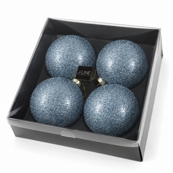 J-Line Glas-Weihnachtskugeln „Bubble“ blau, 12 cm, 4er-Set