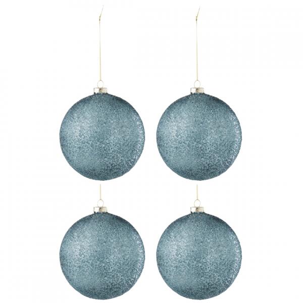 J-Line Glas-Weihnachtskugeln „Bubble“ blau, 12 cm, 4er-Set