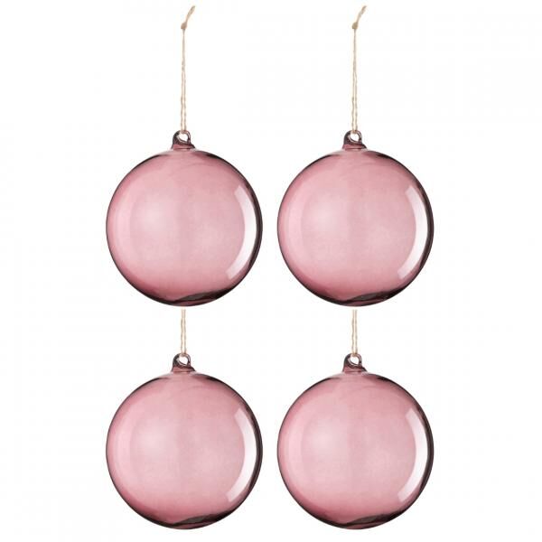 J-Line Weihnachtskugeln aus Glas, Mauve, 12 cm, 4er-Set