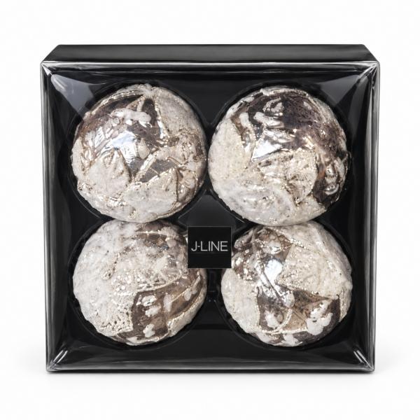 J-Line Glas-Weihnachtskugeln „Rose“, 10 cm, 4er-Set