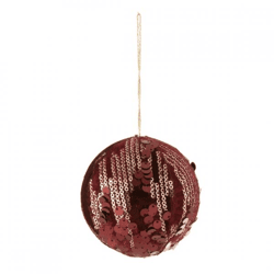 J-Line-Weihnachtskugel mit Pailletten, bordeauxrot, 8 cm