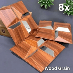 Reflectiva 3D-PVC-Wandpaneele (50 x 50 cm) – 8er-Pack, Holzmaserung, wasserfest und stoßfest