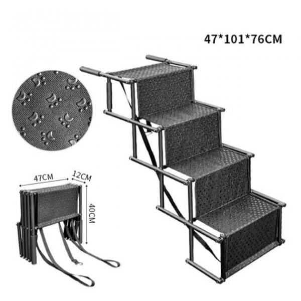 StairPup – Zusammenklappbare 4-stufige Haustiertreppe und Rampe | Tragbare Hundeleiter mit einer Tragkraft von 80 kg für Autos, Sofas und Betten | Großhandel für Mobilitätshilfen für Haustiere