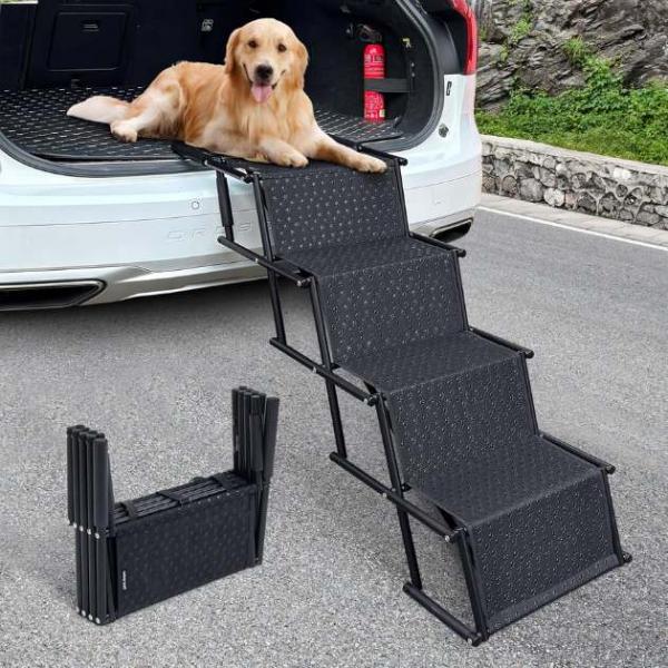 StairPup – Zusammenklappbare 4-stufige Haustiertreppe und Rampe | Tragbare Hundeleiter mit einer Tragkraft von 80 kg für Autos, Sofas und Betten | Großhandel für Mobilitätshilfen für Haustiere