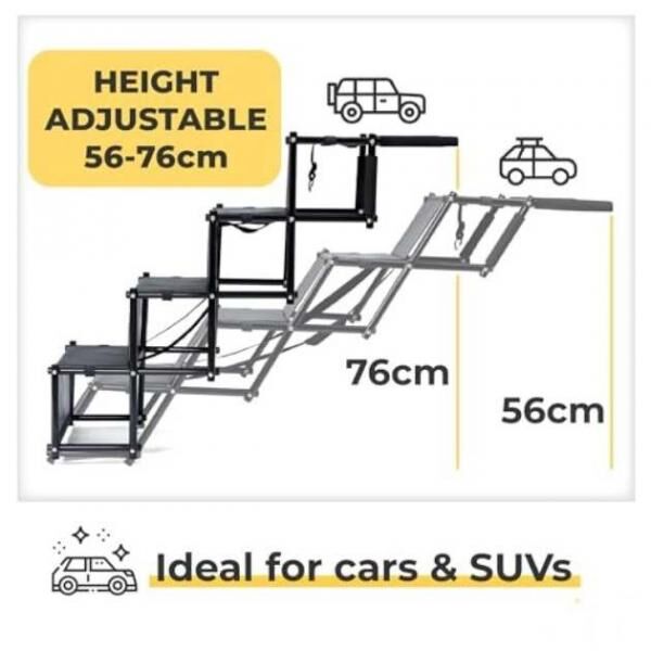 StairPup – Zusammenklappbare 4-stufige Haustiertreppe und Rampe | Tragbare Hundeleiter mit einer Tragkraft von 80 kg für Autos, Sofas und Betten | Großhandel für Mobilitätshilfen für Haustiere
