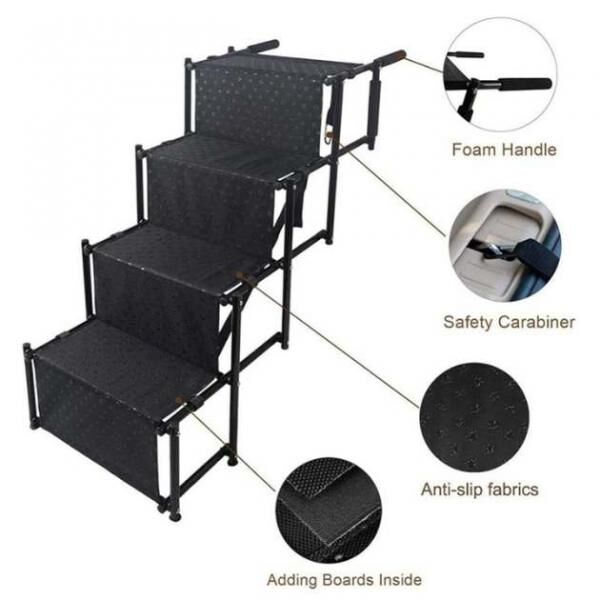 StairPup – Zusammenklappbare 4-stufige Haustiertreppe und Rampe | Tragbare Hundeleiter mit einer Tragkraft von 80 kg für Autos, Sofas und Betten | Großhandel für Mobilitätshilfen für Haustiere