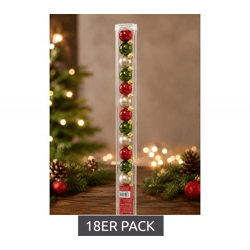 18er Set Christbaumkugeln Ø 25mm Glas Weihnachtskugeln Kugel-Form Weihnachtsdeko **B-Ware – geprüft & funktionell einwandfrei** Rot/Gr