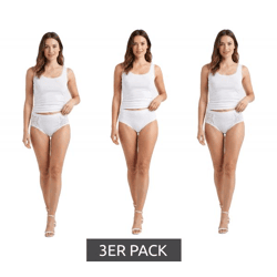 3er Pack Damen Slips mit Spitze & ohne Spitze – Bequeme Baumwoll Damen Slip mit elastischem Bund und weichen Beinabschlüssen 7661900 in 