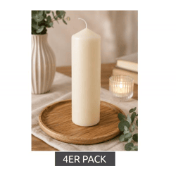 4er Pack Klassische Stumpenkerze aus Wachs Deko-Kerze 17 x 5,7 cm **B-Ware – geprüft & funktionell einwandfrei** Creme-Weiß