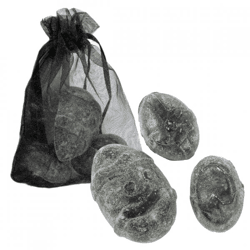Bernsteinwürfel „Ostereier“ Black Musk, 4,5 cm, Organza-Säckchen mit 3 Stück
