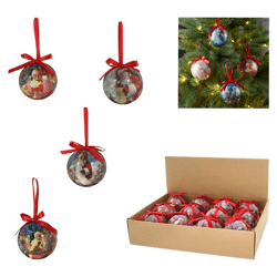 Christmas tree bauble nostalgia, 4/s, approx. 8cmD